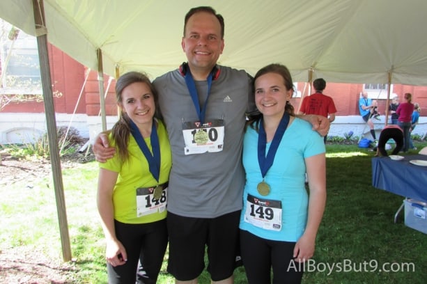 Anna, Mike, and Emily (blue) after running a half marathon together!