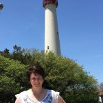 CaMarie in front of the Cape May lighthouse.